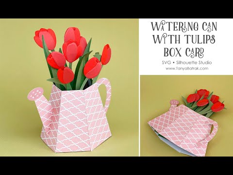 Watering Can with Tulips Box Card