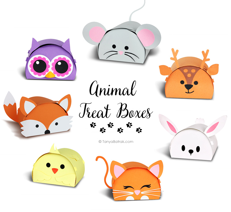 Cute Animal Party Favor Boxes Cut Files