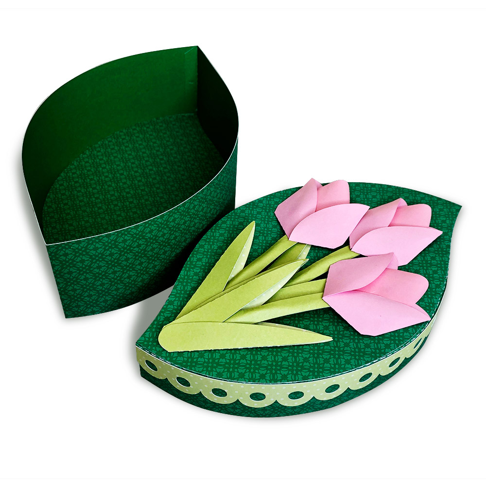 DIY Gift Box with 3D Paper Tulips