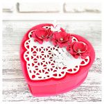 Heart Shaped Gift Box with Lace Heart and 3D Flowers