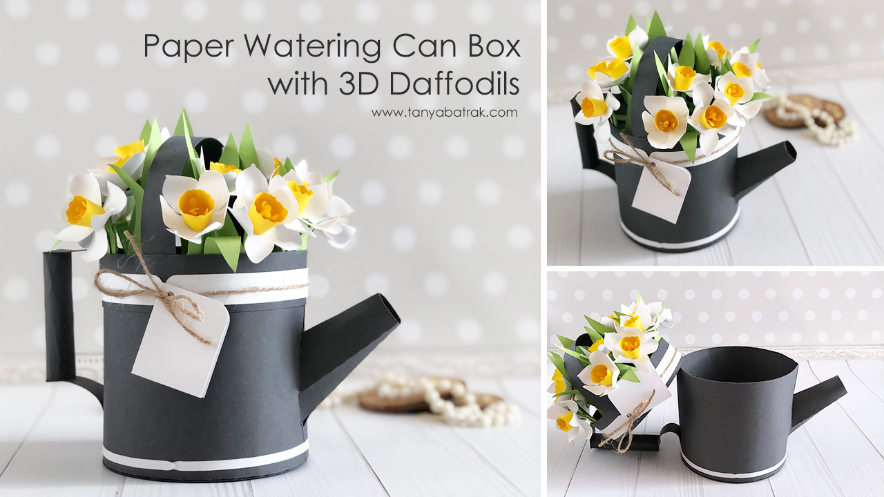 Paper Watering Can Box with D Daffodils