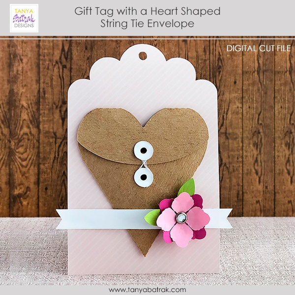Gift Tag with a Heart Shaped String Tie Envelope