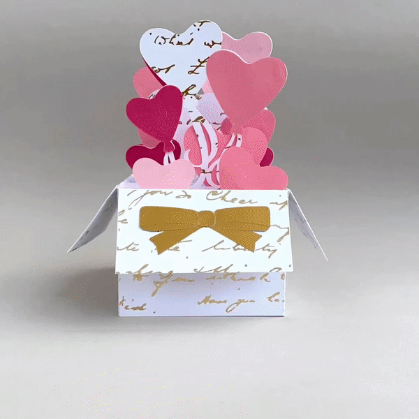 Box Card with Heart Balloons