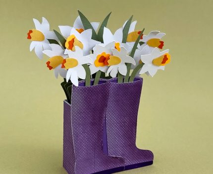 Rainboots Box Card with Daffodils
