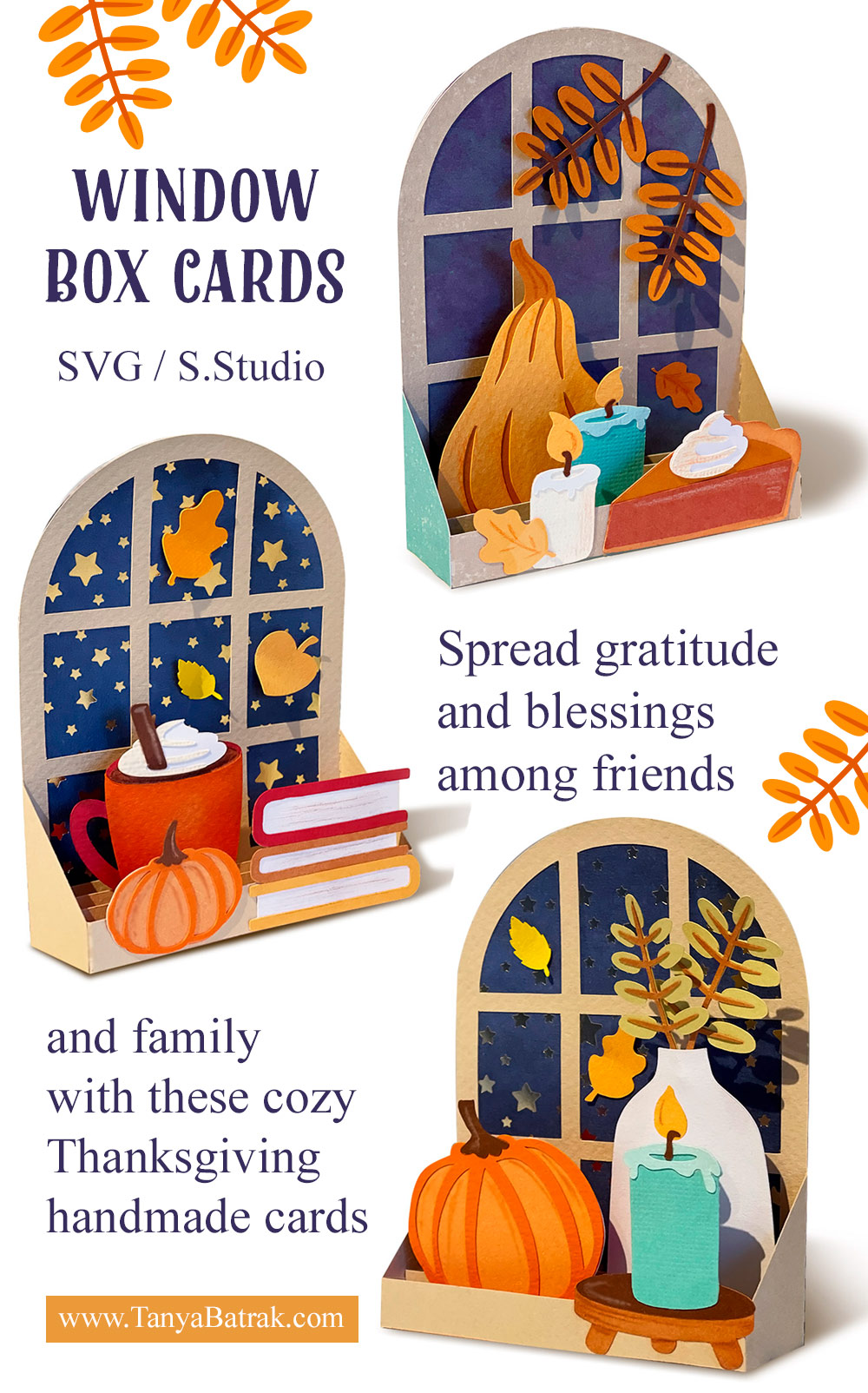 Autumn Window Box Card SVG