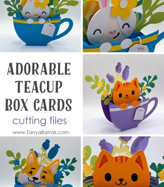 Adorable Teacup Box Cards SVG