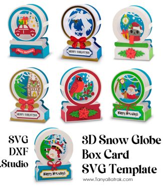 3D Snow Globe Box Card SVG Template